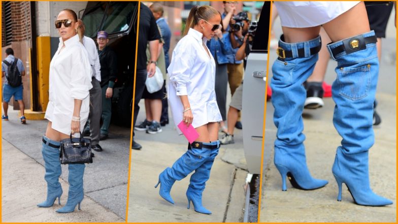Jennifer Lopez lança moda de bota jeans que parece calça