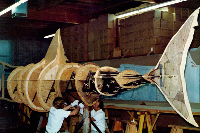 Tubarão (1975): o protótipo de Bruce sendo construído